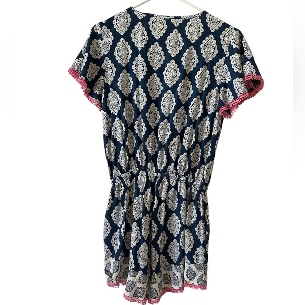 Matilda Jane Blue & White Graphic Romper w/ Pink Trim - Women’s Size S - Picture 3 of 4